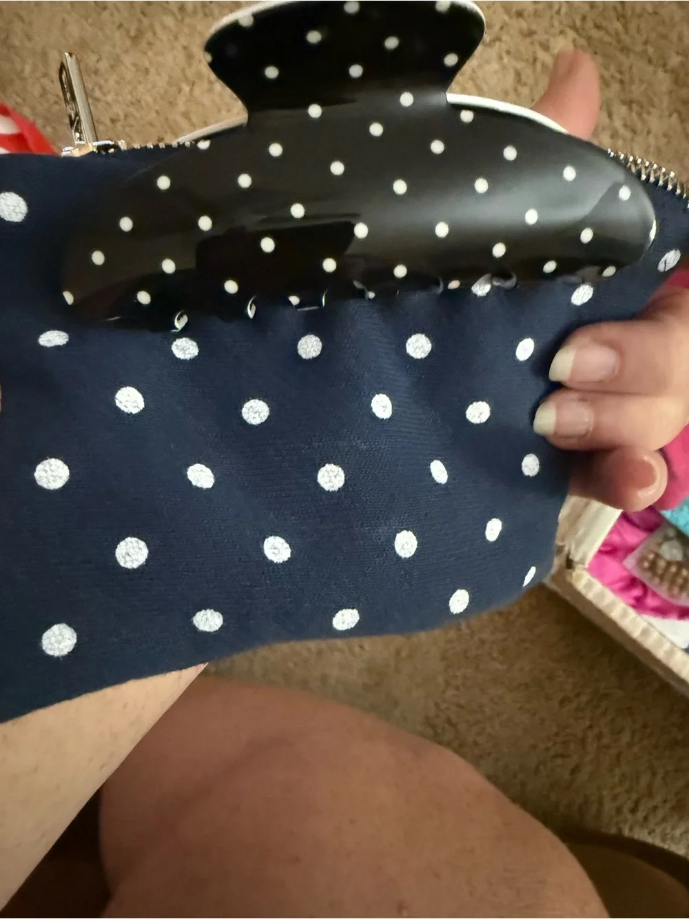 PARKER Navy Polka Dot Hair Claw Clip